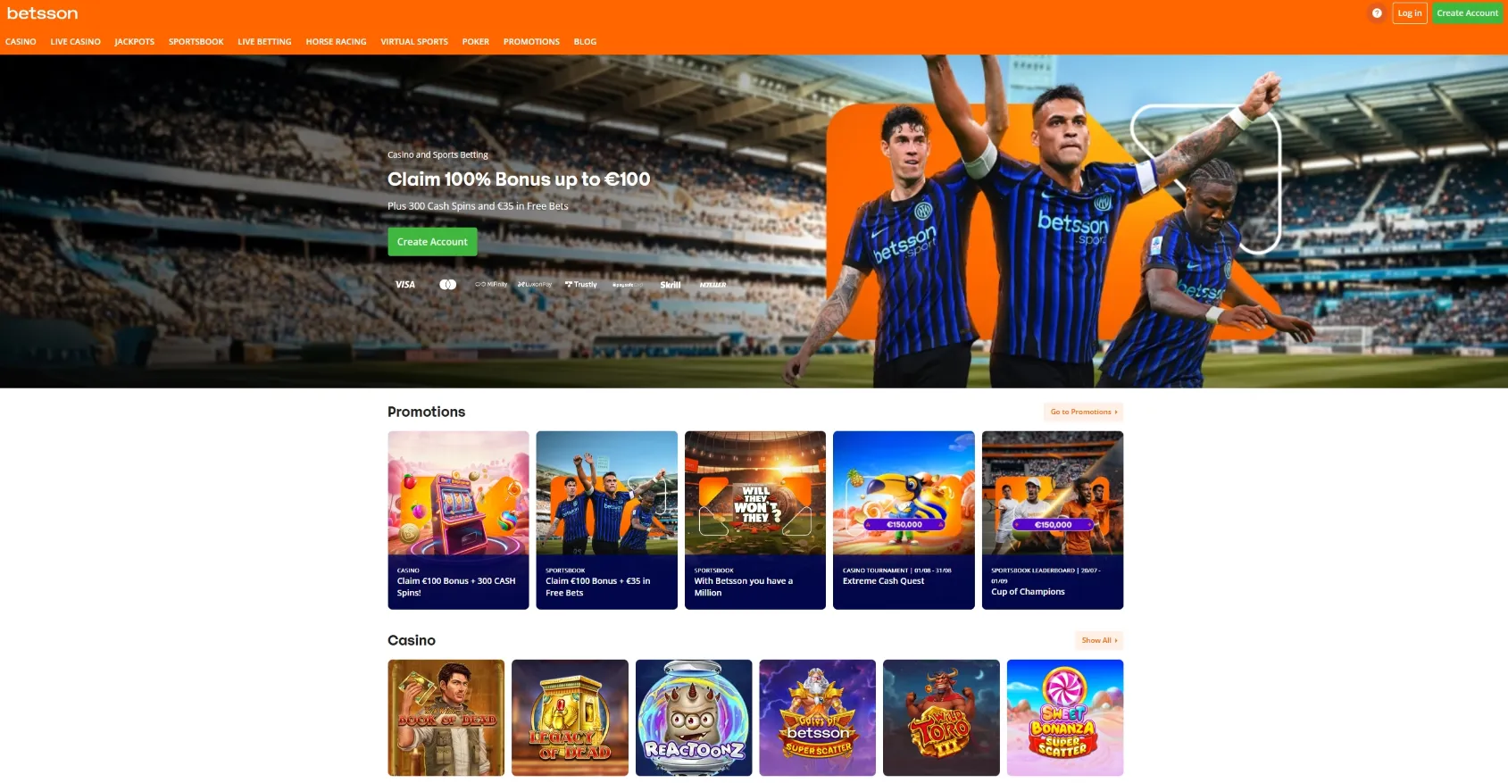 Betsson Casino Screen