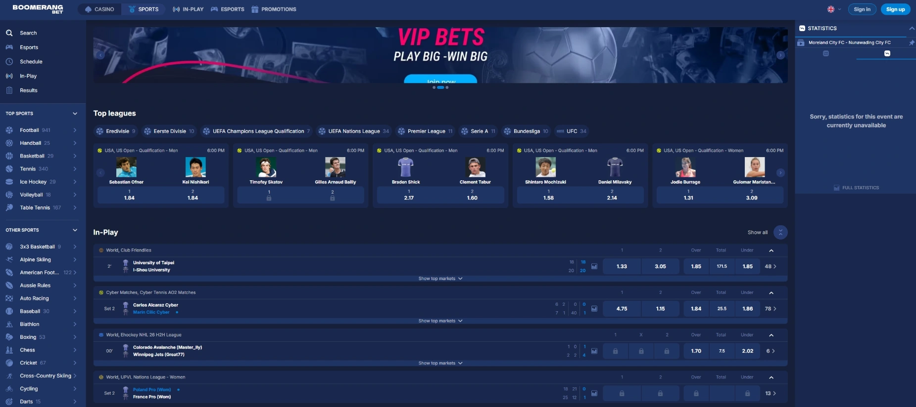 Boomerang Bet Casino Screen