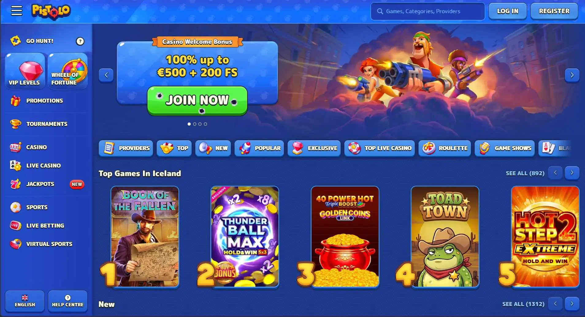 Pistolo Casino Screen