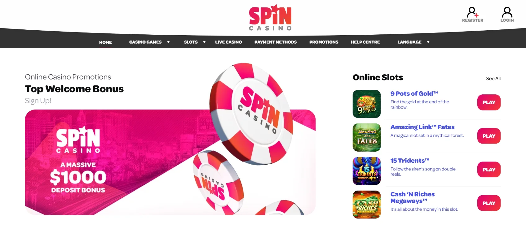 Spin Casino Screen