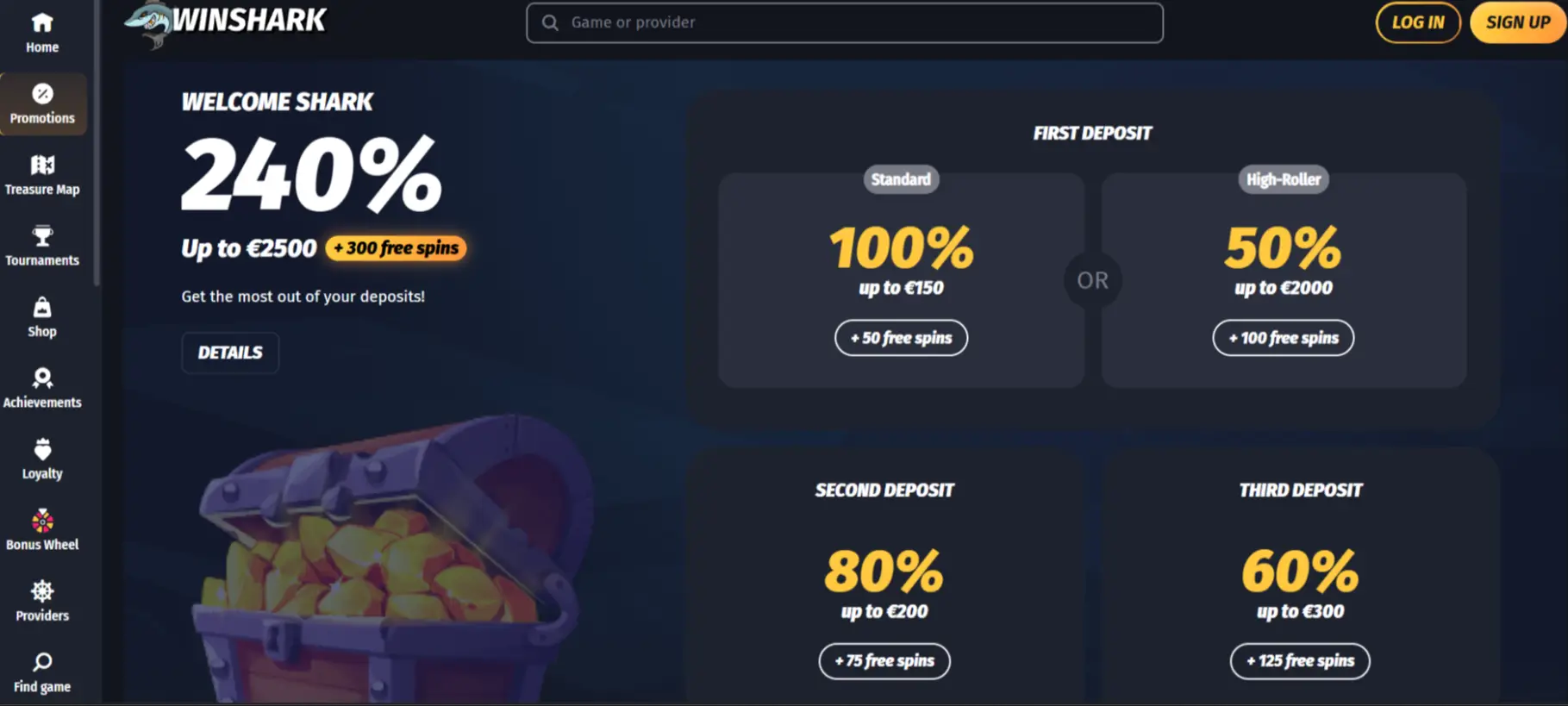 Winshark Casino Screen